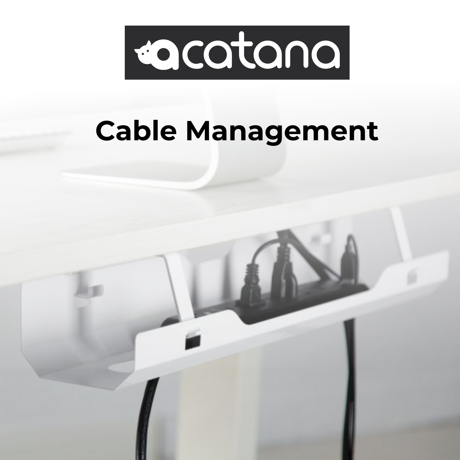 acatana Cord Organizer Cable Management Tray Under Desk White