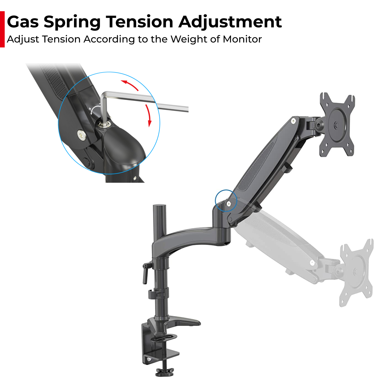 Acatana Monitor Stand Arm Desk Mount Single Computer Screen Holder Bracket up to 8kg 32" with Gas Spring ACA-GM112D