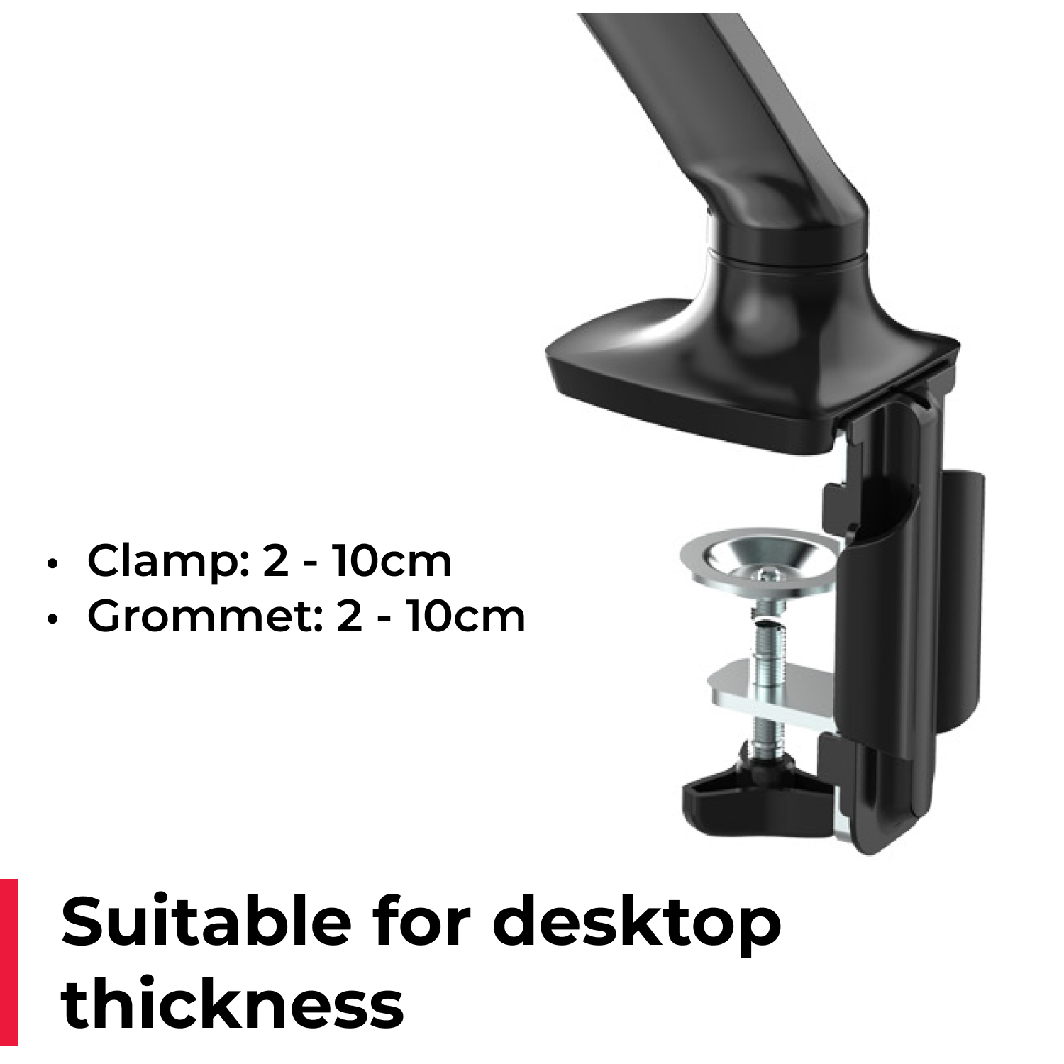 acatana Single Monitor Desk Arm Mount Computer Screen Holder 1 Display TV HD LED Gas Spring Screen Size up to 27" 9kg Adjustable VESA