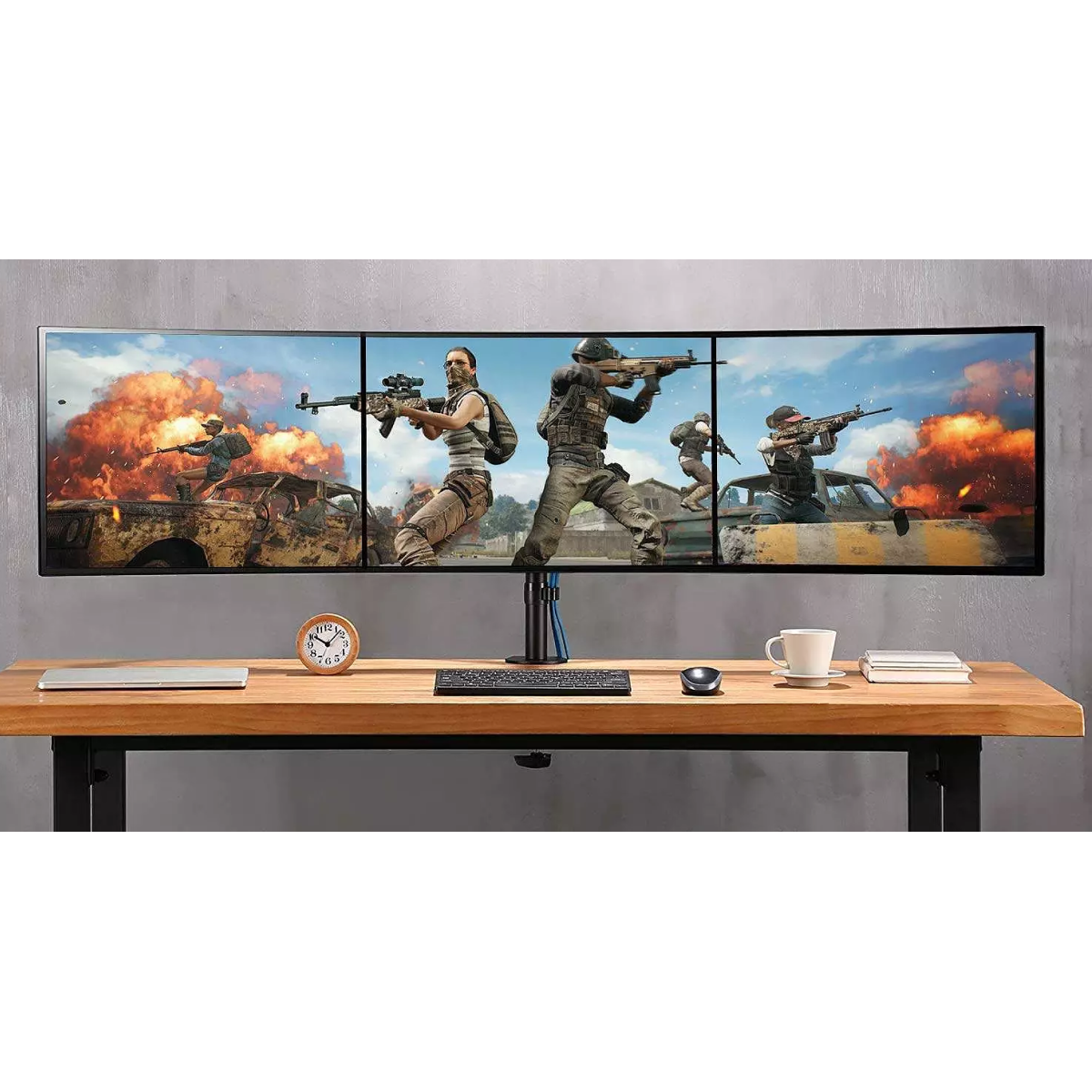 Acatana Triple Monitor Stand Arm Desk Mount Screen Bracket Holder 8kg up to 27"