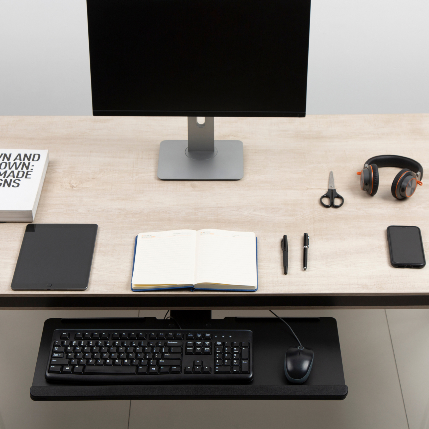 Vision Mounts VM-KB01 Underdesk Keyboard Tray Drawer Under Desk Computer Table Office Adjustable Shelf