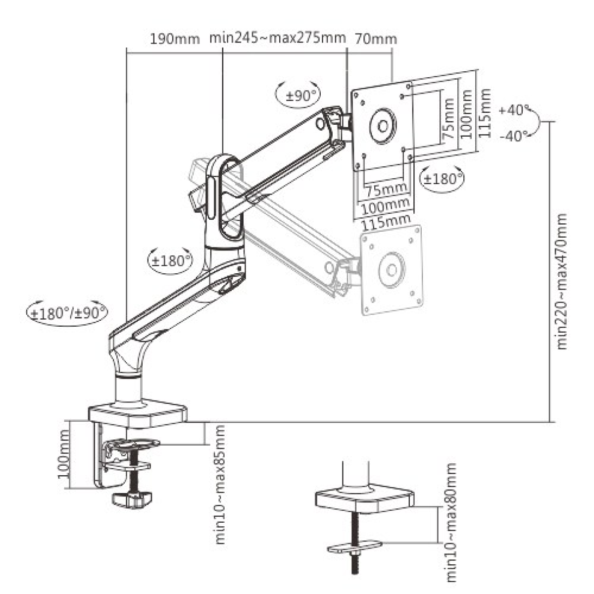 Acatana Monitor Stand Arm Desk Mount Screen Display Holder up to 9kg 32" VESA