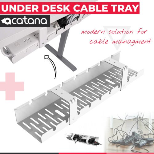 acatana Under Desk Cable Management Tray White