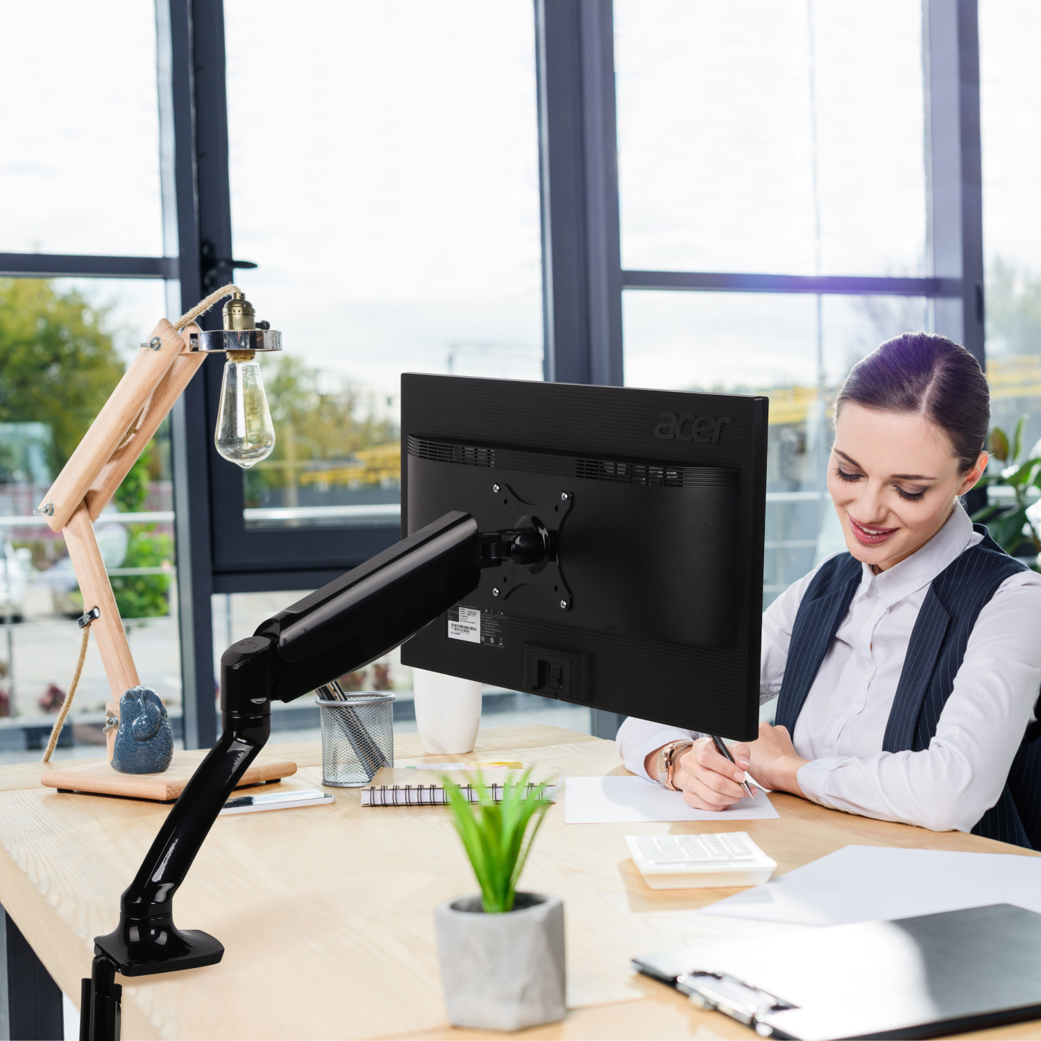 acatana Single Monitor Desk Arm Mount Computer Screen Holder 1 Display TV HD LED Gas Spring Screen Size up to 27" 9kg Adjustable VESA