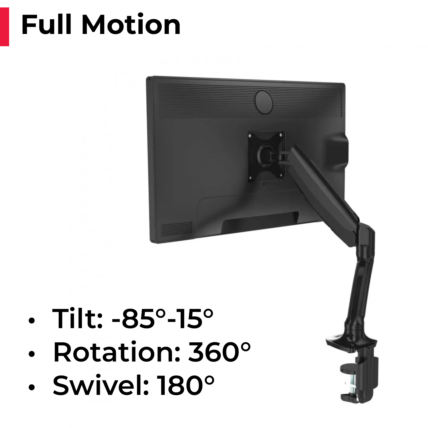 acatana Single Monitor Desk Arm Mount Computer Screen Holder 1 Display TV HD LED Gas Spring Screen Size up to 27" 9kg Adjustable VESA