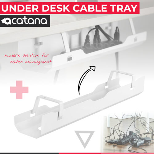 acatana Cord Organizer Cable Management Tray Under Desk White