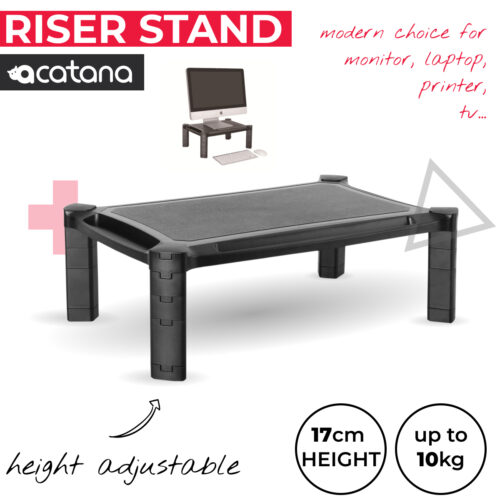 acatana ACA-AMS-1L | Height Adjustable Monitor Stand Riser fits Laptop Desktop TV Computer Printer with Shelf