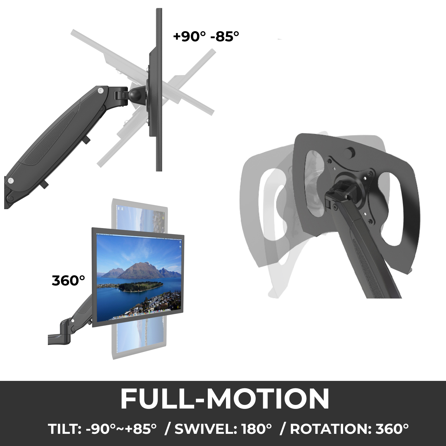 Dual Screen Monitor Stand 2 Arm Desk Mount with Laptop Adapter Holder Bracket Vision Mounts VM-GM124D-D15 |