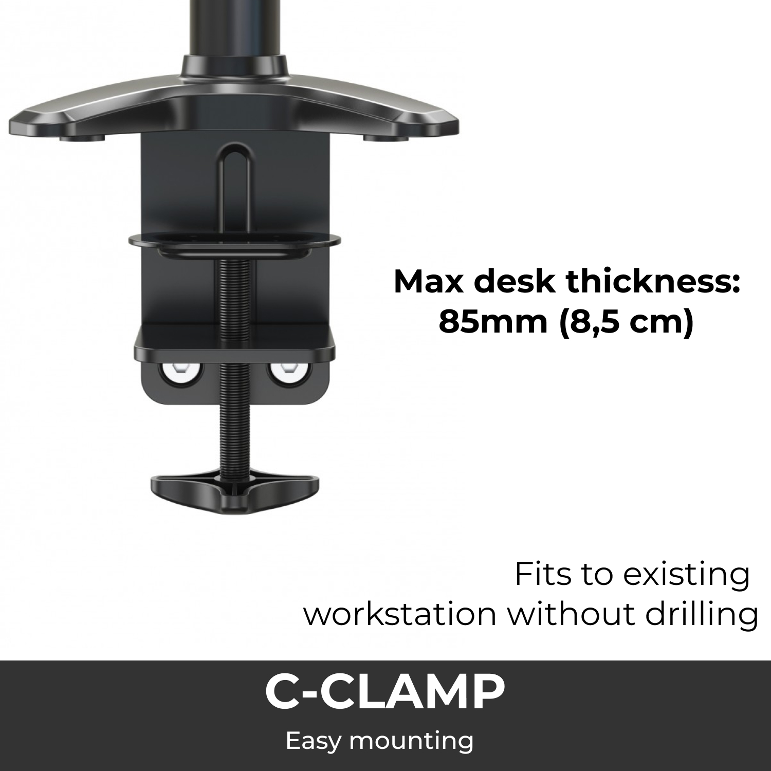 Dual Screen Monitor Stand 2 Arm Desk Mount with Laptop Adapter Holder Bracket Vision Mounts VM-GM124D-D15 |