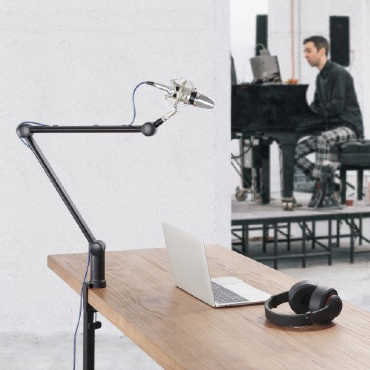 Acatana Microphone Suspension Boom Studio Desk Mount Pro Mic Scissor Arm Stand