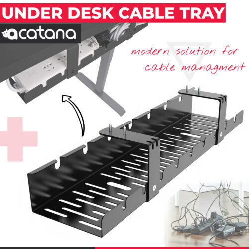 acatana Under Desk Cable Management Tray Black