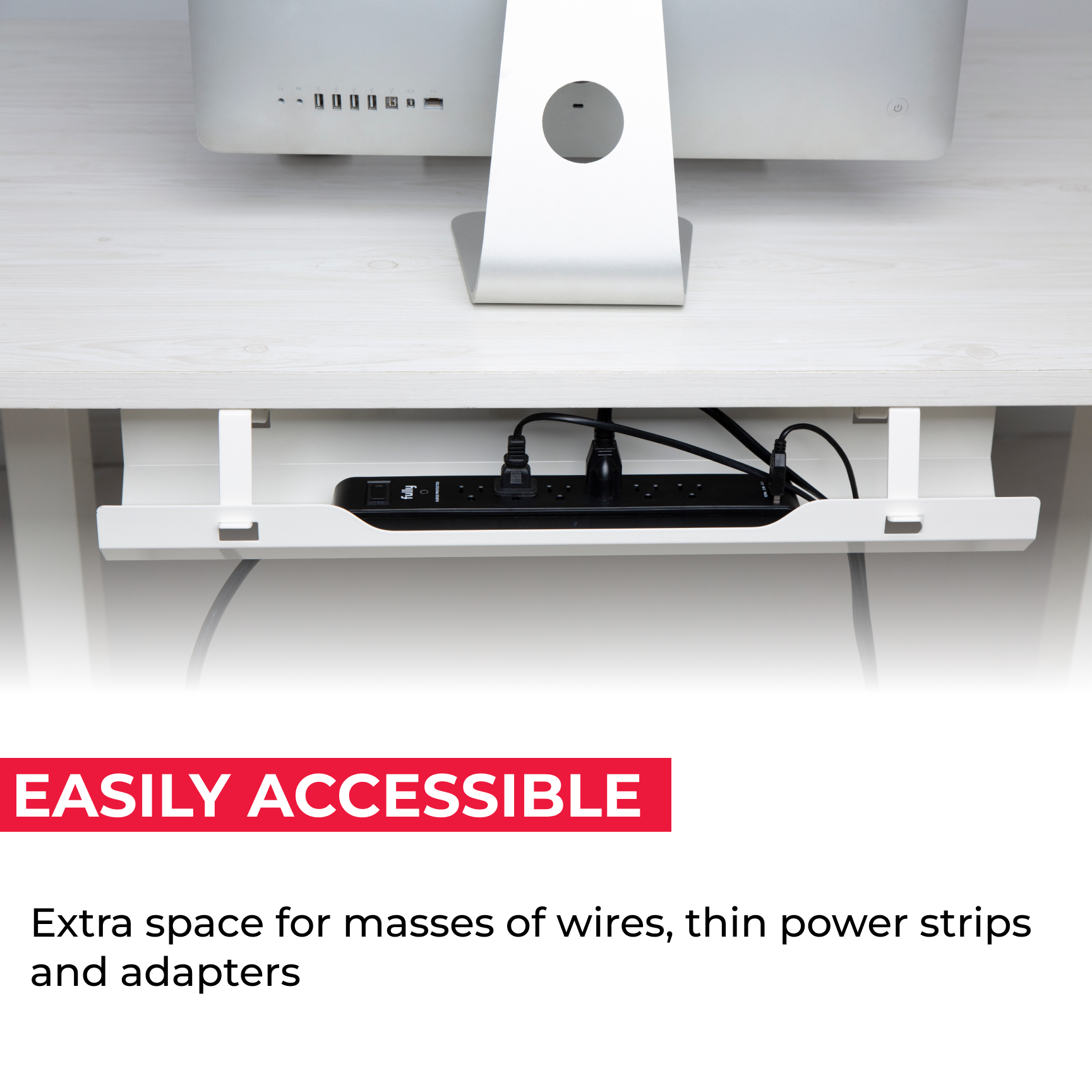 acatana Cord Organizer Cable Management Tray Under Desk White