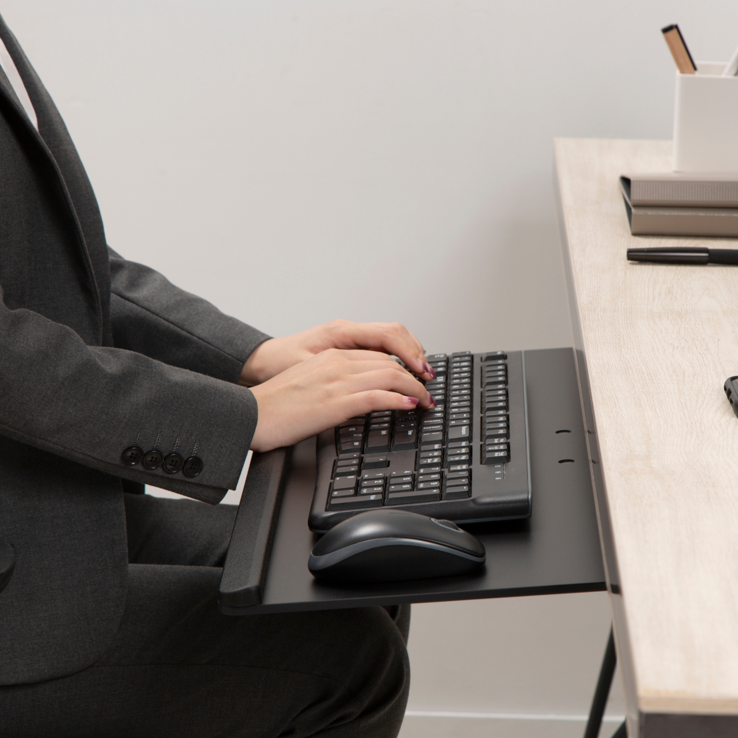 Vision Mounts VM-KB01 Underdesk Keyboard Tray Drawer Under Desk Computer Table Office Adjustable Shelf