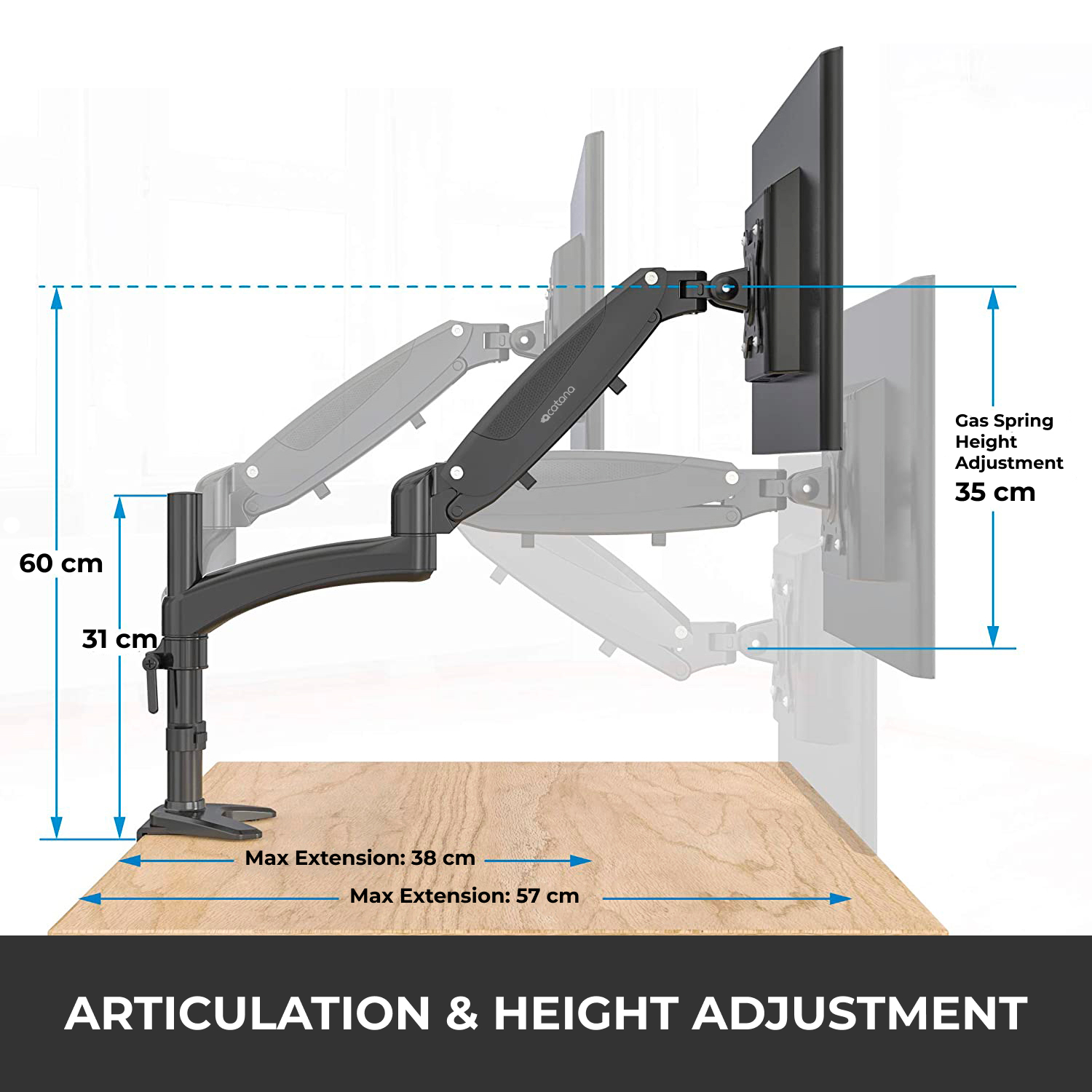 Dual Screen Monitor Stand 2 Arm Desk Mount with Laptop Adapter Holder Bracket Vision Mounts VM-GM124D-D15 |