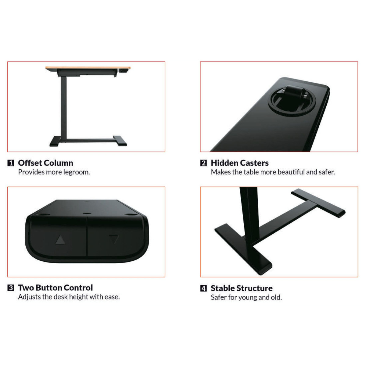 acatana Motorised Mobile Laptop Desk Cart Electric Height Adjustable Standing Rolling Bedside Table Bed | ACA-ET026-7040B
