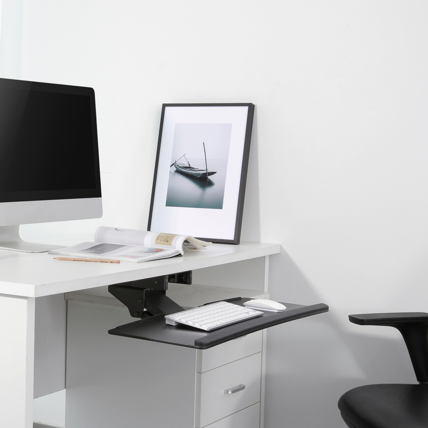 Vision Mounts VM-KB01 Underdesk Keyboard Tray Drawer Under Desk Computer Table Office Adjustable Shelf