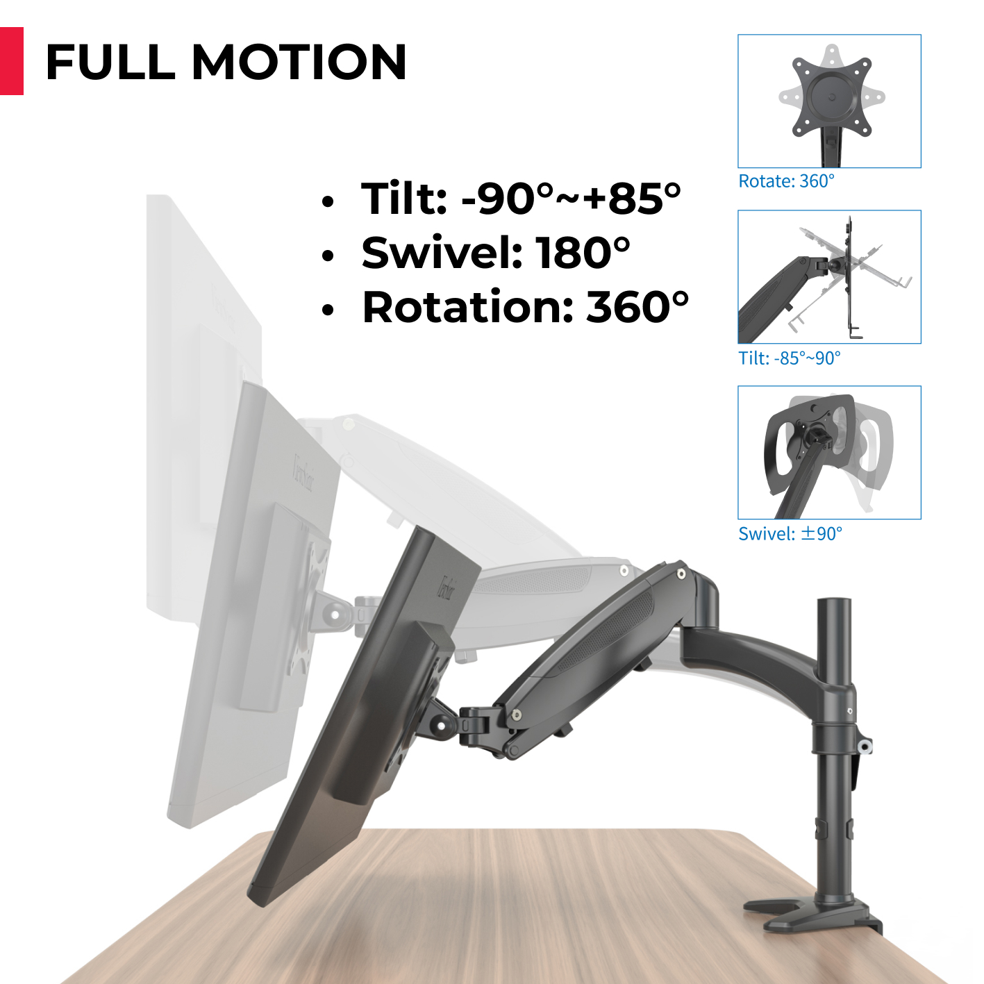 acatana Monitor Stand Arm Mount with Laptop Tray Holder Adapter Bracket 8kg 32'' ACA-GM112D-D15