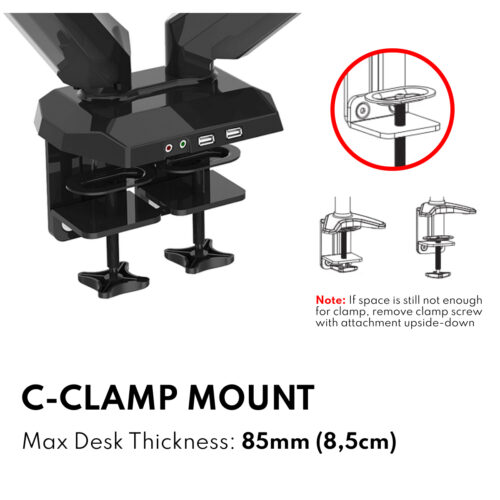 Vision Mounts VM-GM224U-D15 | Dual Monitor Stand Arm Mount with Tray Holder Adapter for Laptop