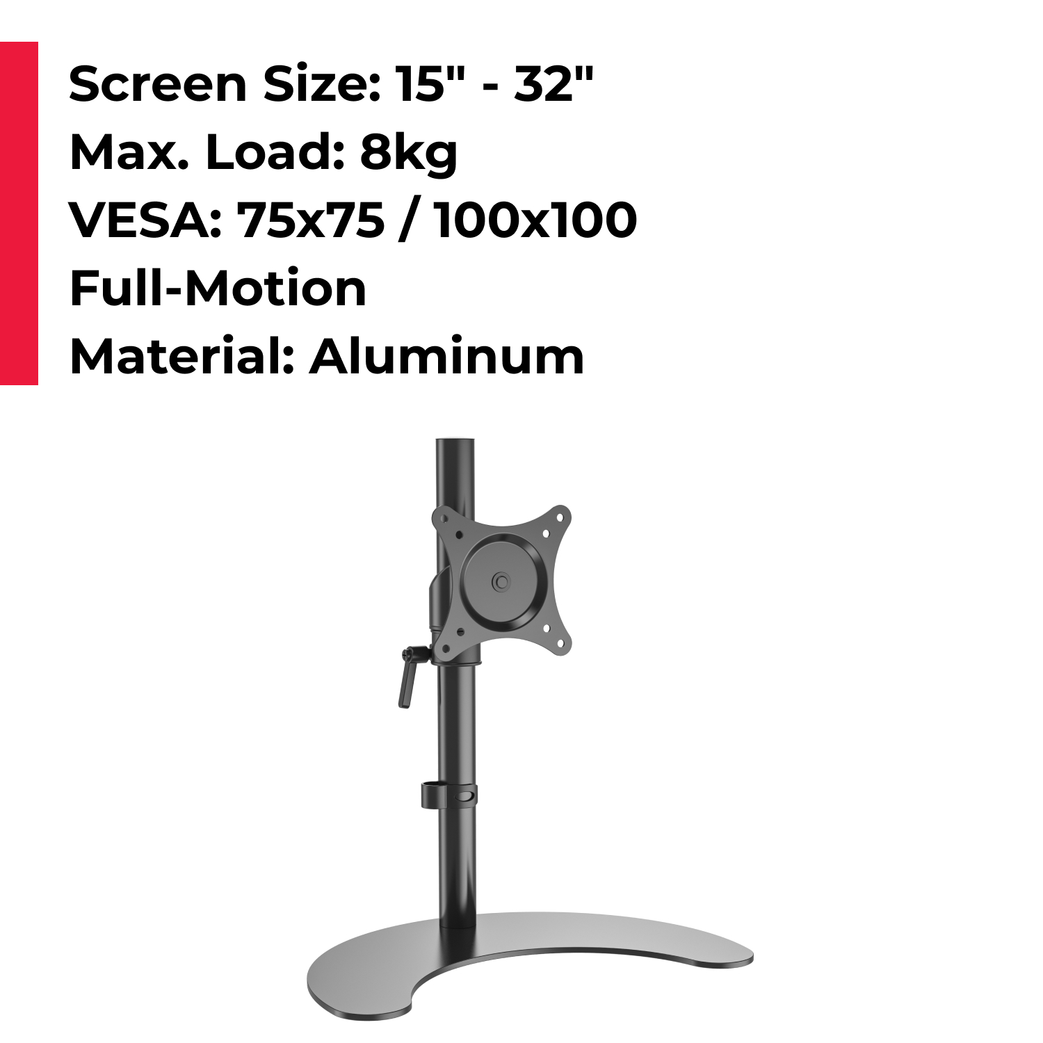 acatana ACA-FE110S | Single Monitor Mount Stand Arm Computer Screen Holder Freestanding up to 8kg 32" VESA Height Adjustable