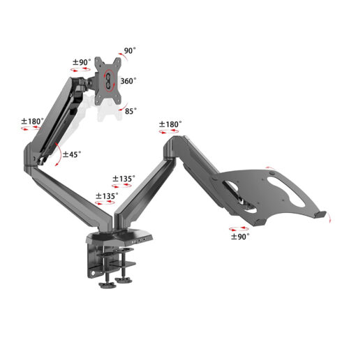 Vision Mounts VM-GM224U-D15 | Dual Monitor Stand Arm Mount with Tray Holder Adapter for Laptop