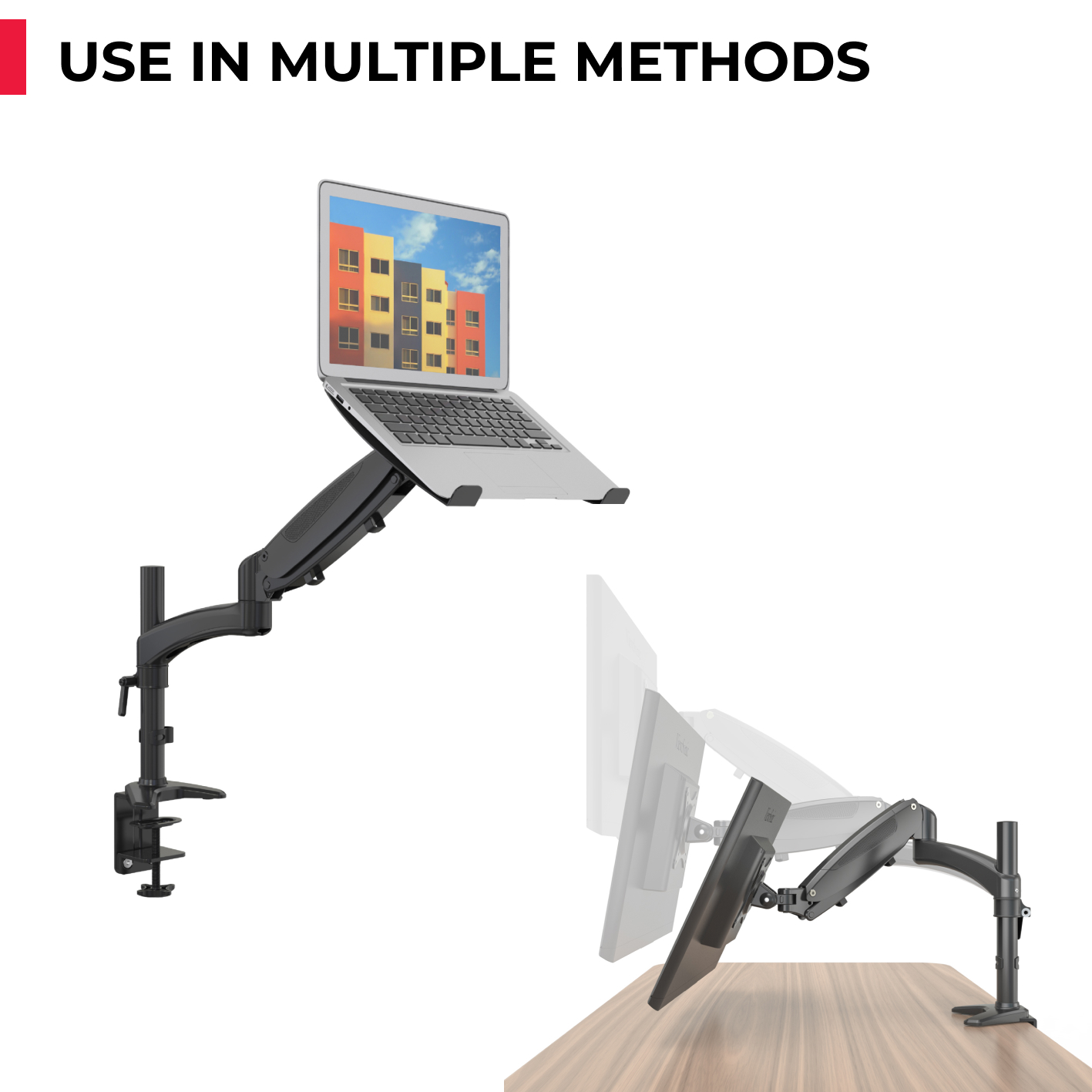 acatana Monitor Stand Arm Mount with Laptop Tray Holder Adapter Bracket 8kg 32'' ACA-GM112D-D15