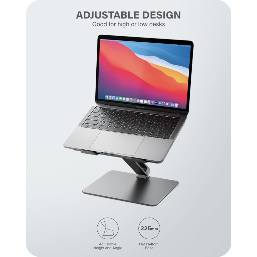 Alogic Elite Adjustable Laptop Stand Space Grey Colour Aluminium Universal Riser AALNBS-SGR