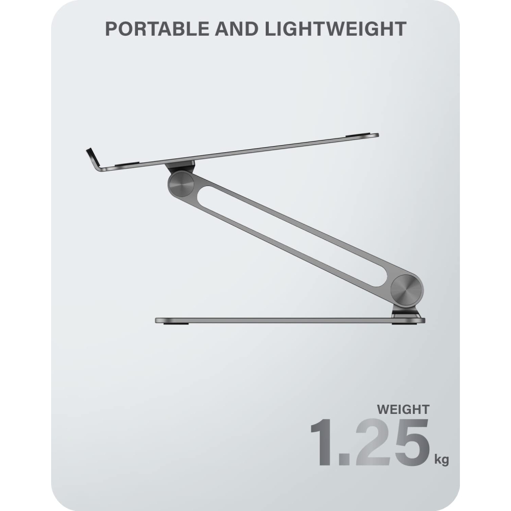 Alogic Elite Adjustable Laptop Stand Space Grey Colour Aluminium Universal Riser AALNBS-SGR
