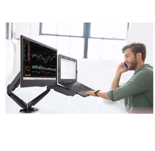 Vision Mounts VM-GM224U-D15 | Dual Monitor Stand Arm Mount with Tray Holder Adapter for Laptop