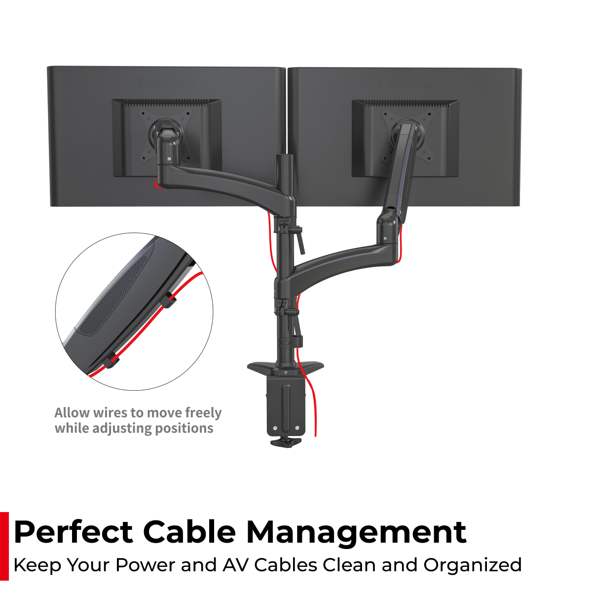 Vision Mounts VM-LH08 | Dual Monitor Stand 2 Arm Desk Screen Mount with Tray Holder VESA Adapter for Laptop & Notebook