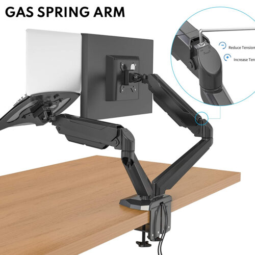 Vision Mounts VM-GM224U-D15 | Dual Monitor Stand Arm Mount with Tray Holder Adapter for Laptop