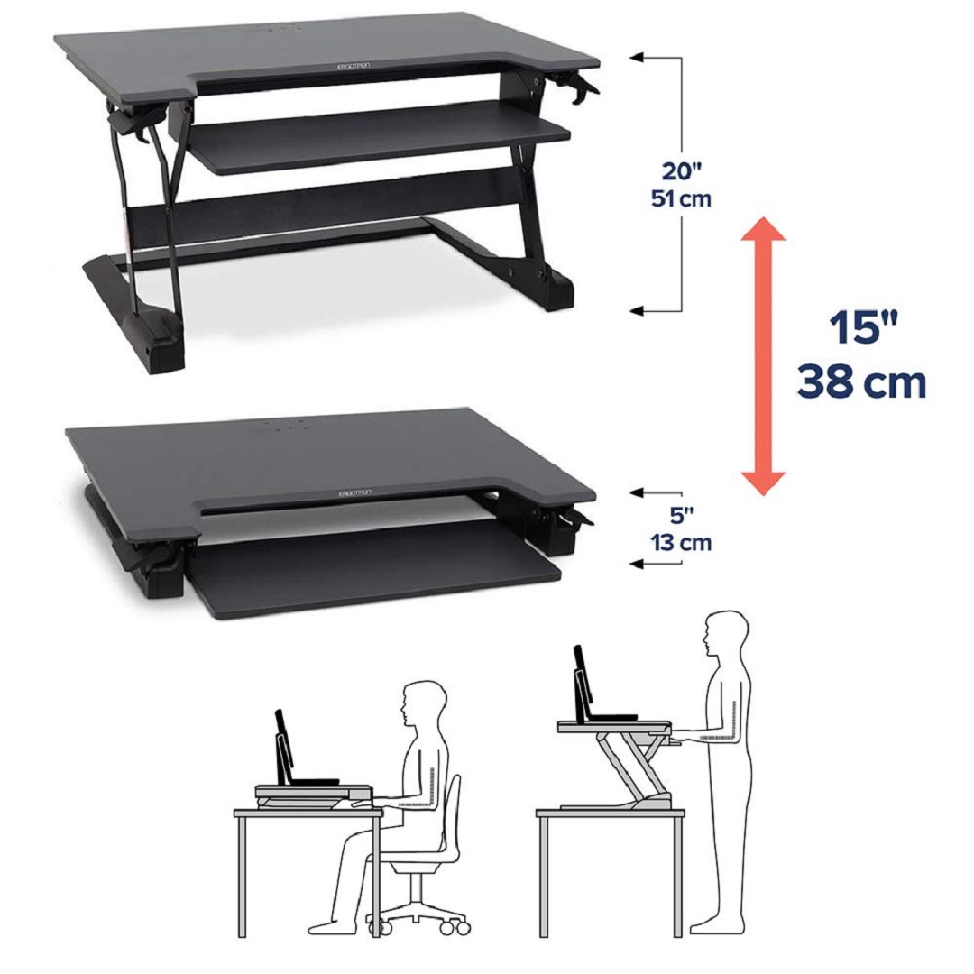 Ergotron 33-406-085 WorkFit-TL Desktop Sit-Stand Workstation Monitor Screen LCD LED Riser Black
