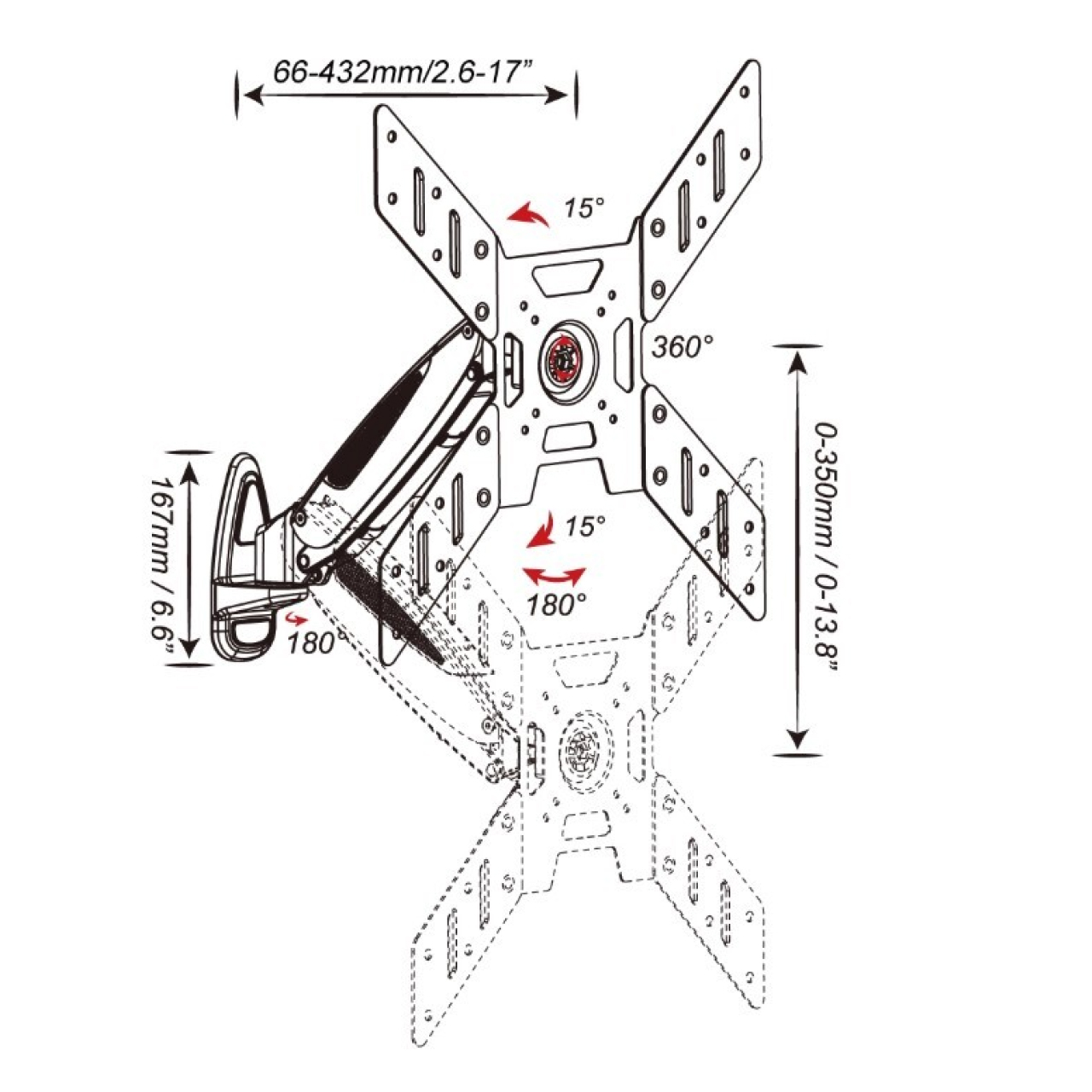 Acatana TV Wall Mount Bracket up to 37"-50" inch Tilt Full Motion Swivel VESA Monitor Plasma Flat