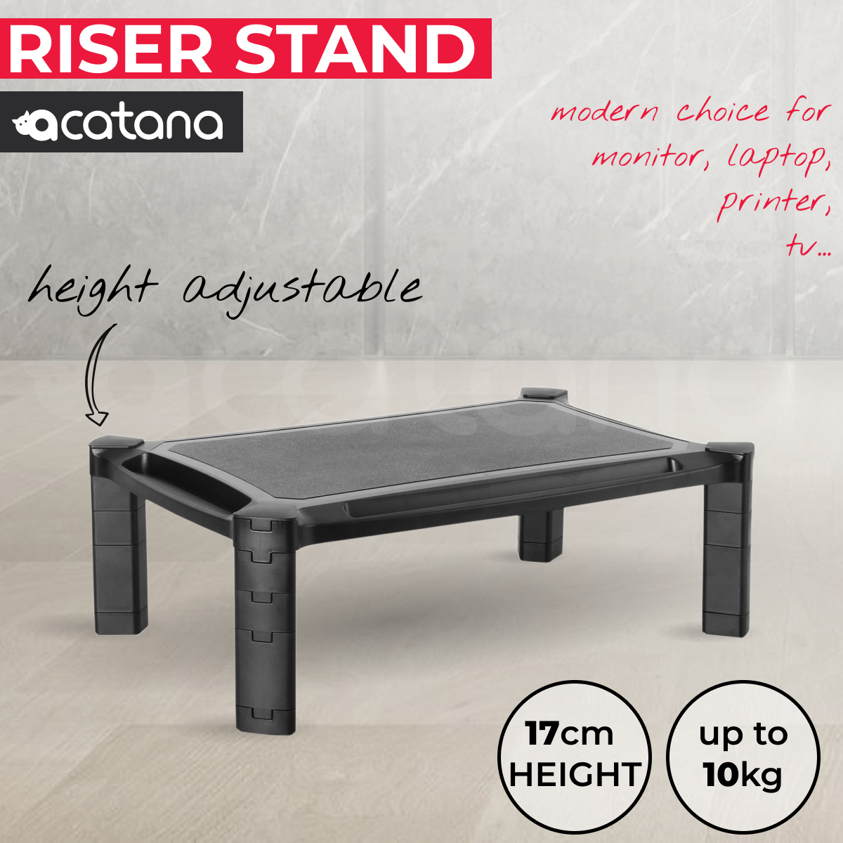 Acatana Height Adjustable Monitor Riser Stand Desktop Laptop Shelf Computer Display Holder Screen TV Table Printer for Home & Office Use ACA-MR01