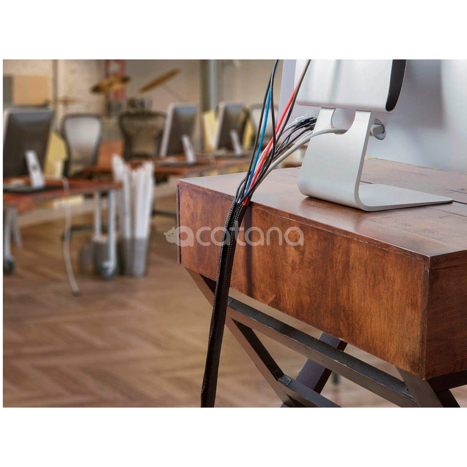 acatana Cable Management Sleeve Cord Organizer Hide Wire Wrap Cover Protector Home Office Desk Under Desk Split Hook Loop 1000mm x 135mm