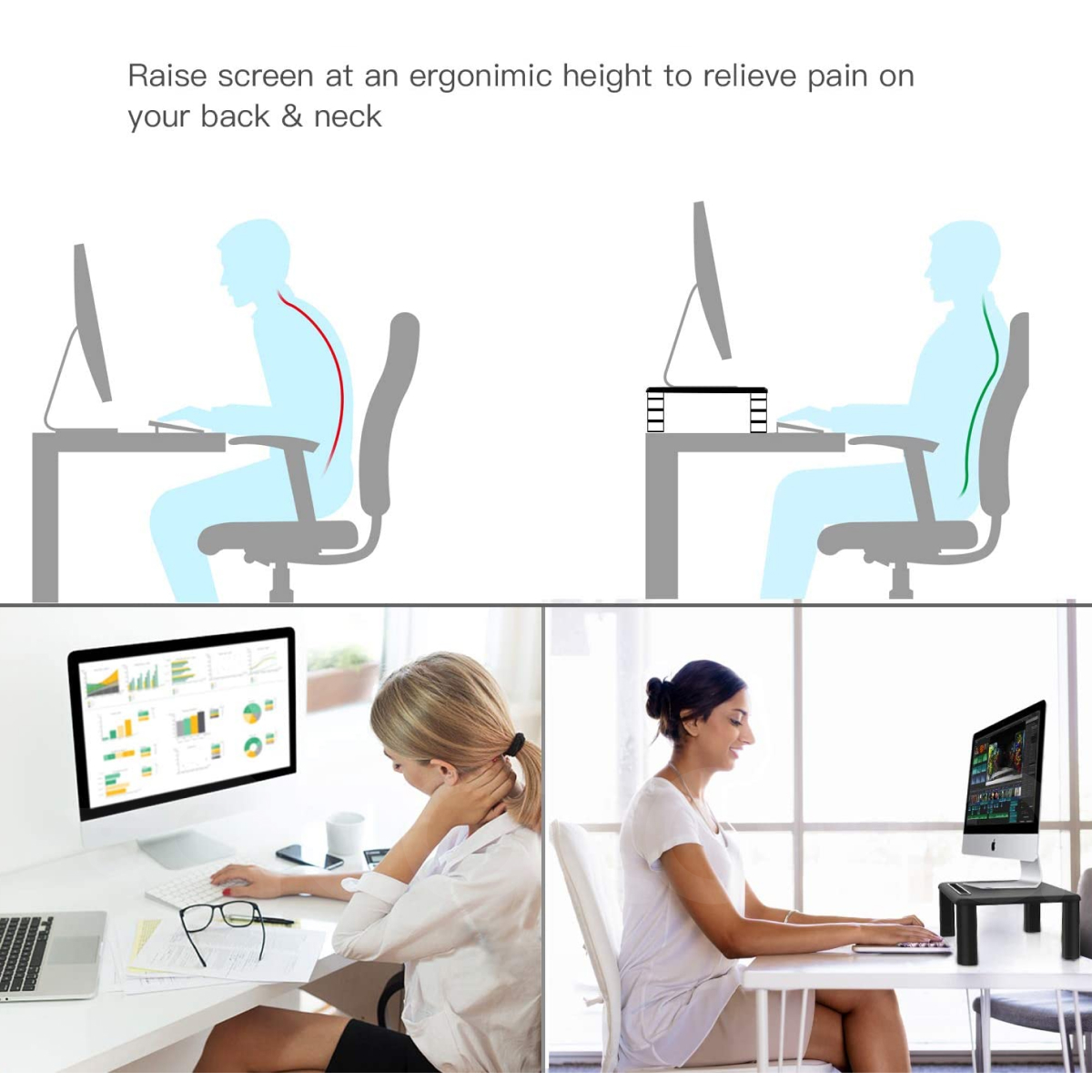 Acatana Height Adjustable Monitor Riser Stand Desktop Laptop Shelf Computer Display Holder Screen TV Table Printer for Home & Office Use ACA-MR01