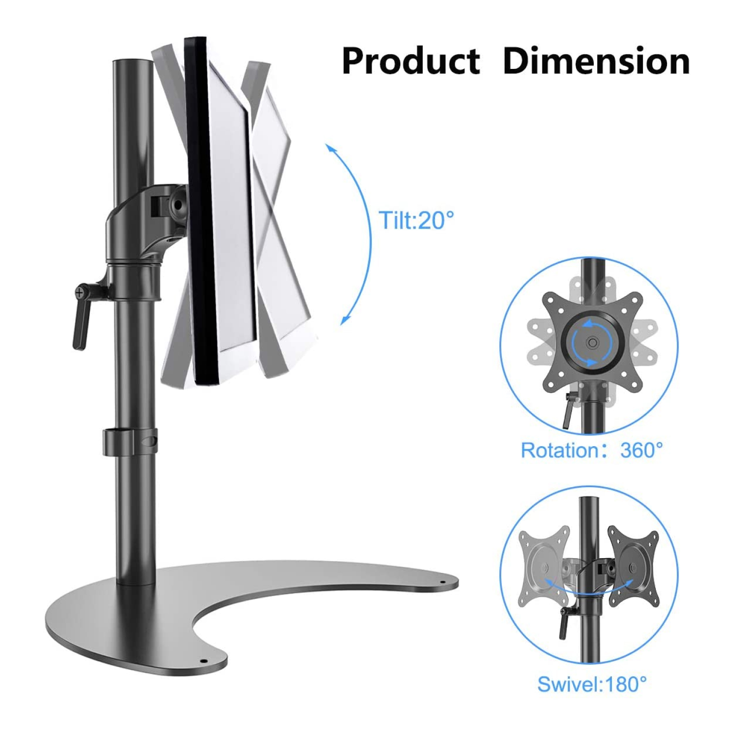 acatana ACA-FE110S | Single Monitor Mount Stand Arm Computer Screen Holder Freestanding up to 8kg 32" VESA Height Adjustable