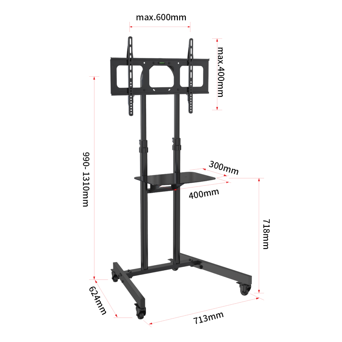Acatana ACA-ST04H | 32" - 70" Mobile Tv Stand Cart Rolling Bracket Floor Trolley Screen Mount