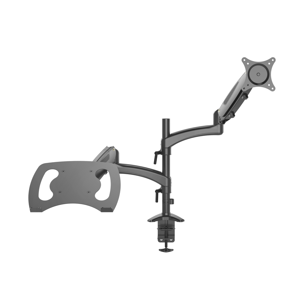 Vision Mounts VM-LH08 | Dual Monitor Stand 2 Arm Desk Screen Mount with Tray Holder VESA Adapter for Laptop & Notebook