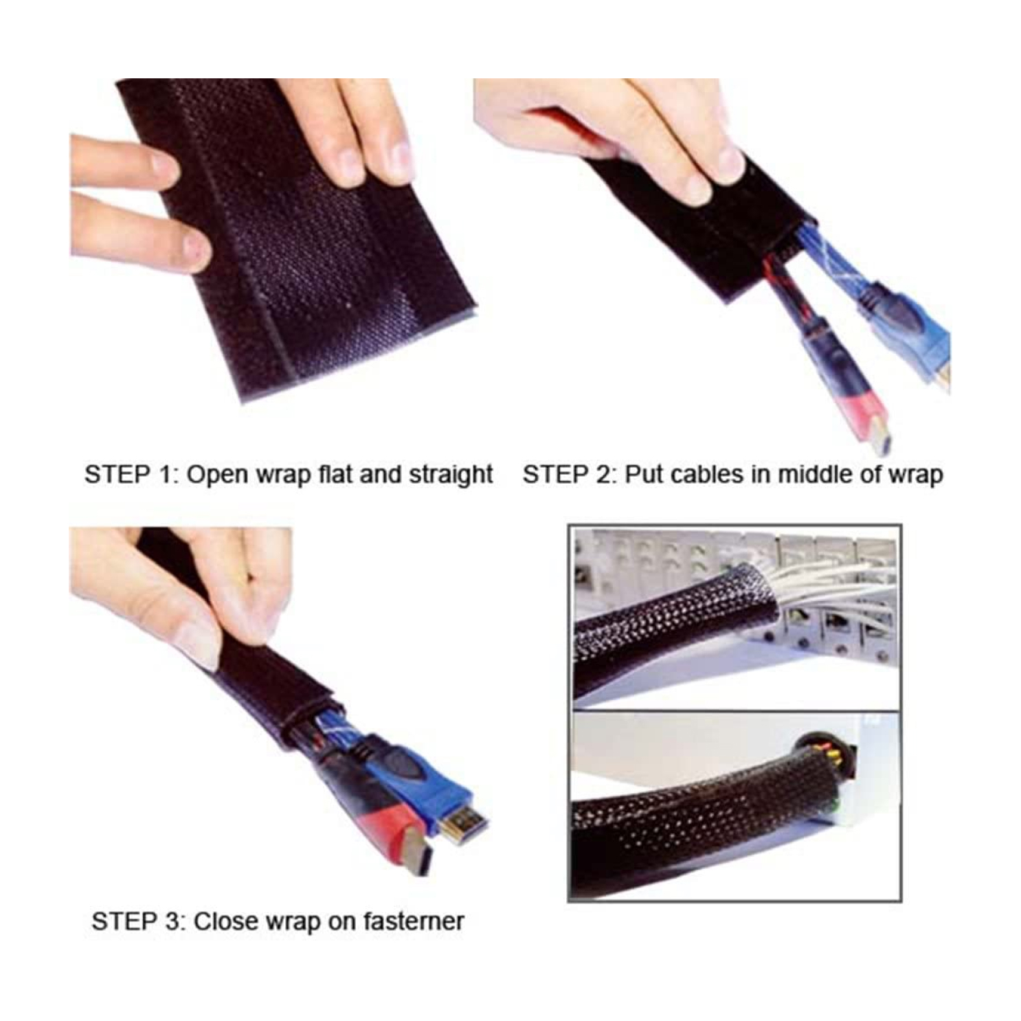 acatana Cable Management Sleeve Cord Organizer Hide Wire Wrap Cover Protector Home Office Desk Under Desk Split Hook Loop 1000mm x 135mm