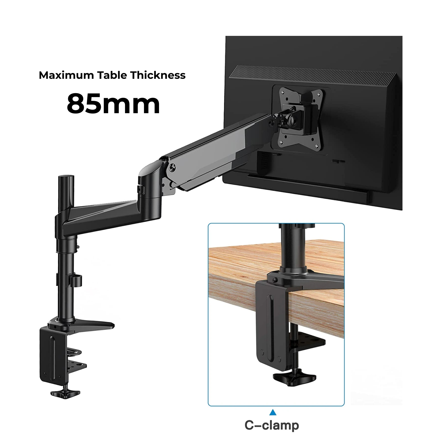 acatana Heavy Duty Computer Monitor Mount Stand Arm Single Stand Desk Screen Bracket Display Holder 34" 15kg Gas Spring ACA-GA12XD
