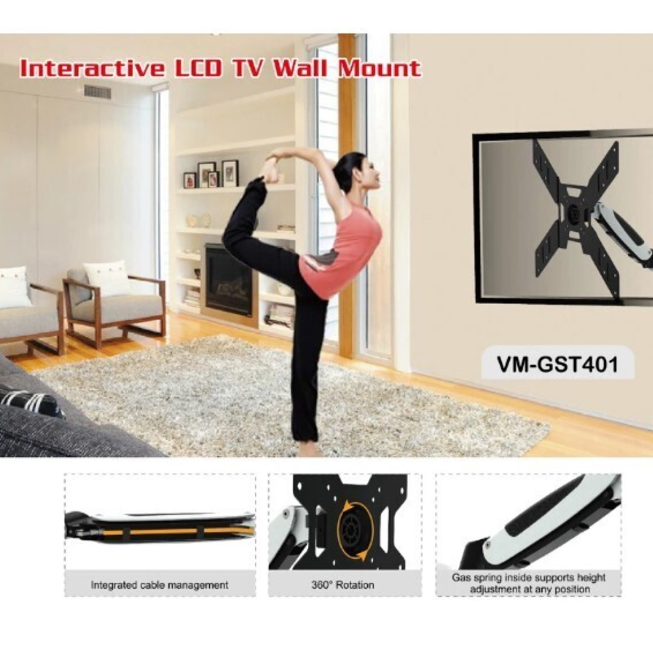 Acatana TV Wall Mount Bracket up to 37"-50" inch Tilt Full Motion Swivel VESA Monitor Plasma Flat
