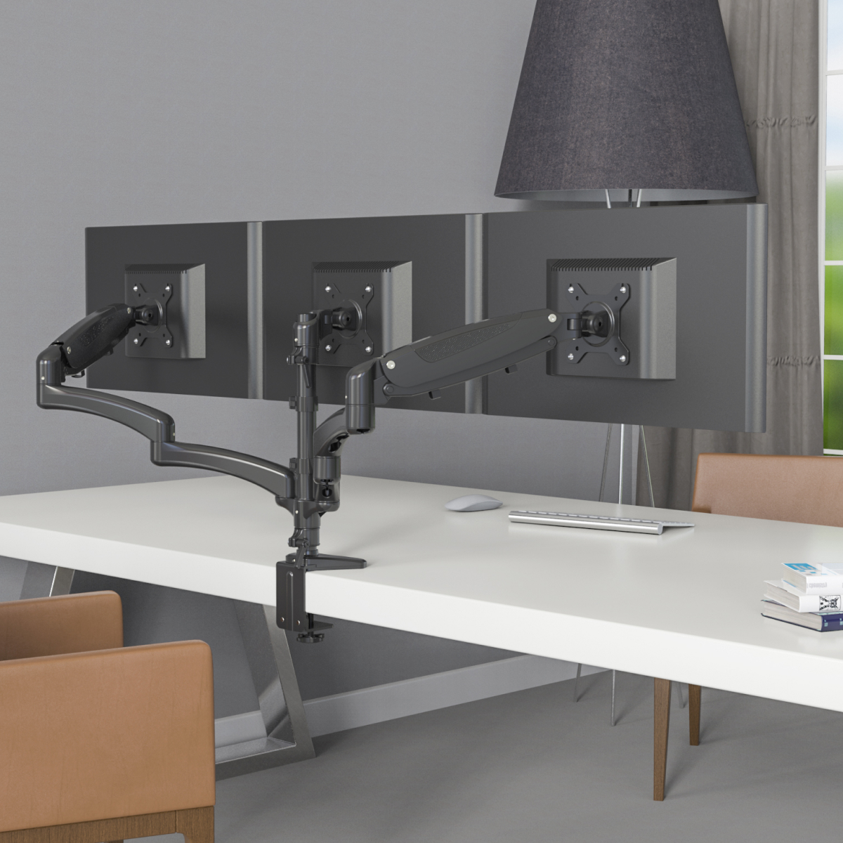 Vision Mounts VM-GM135D | Triple 3 Arm Monitor Stand Mount Desk Screen Holder Bracket Desktop 8 kg 27"