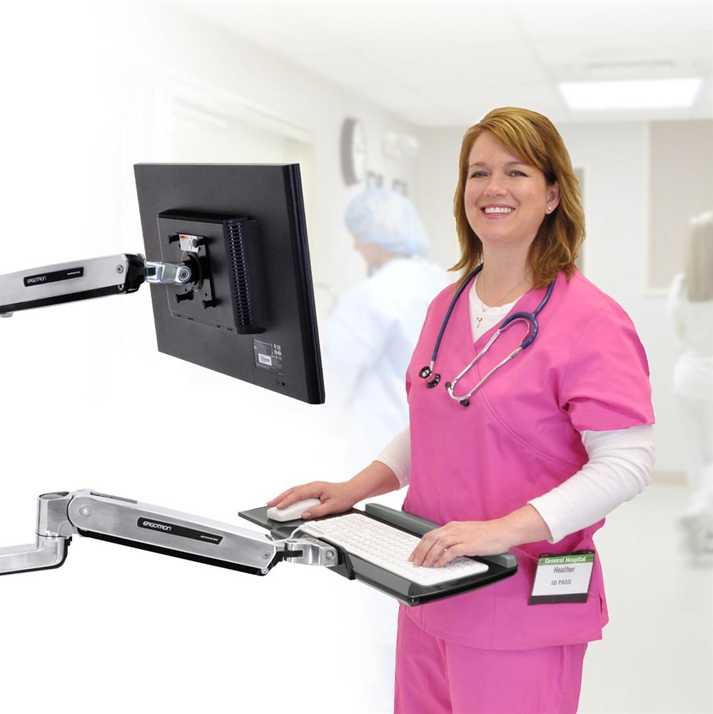 Ergotron 45-354-026 Wall Mount Sit Stand Arm Platform Holder Bracket Workstation for Keyboard Mouse