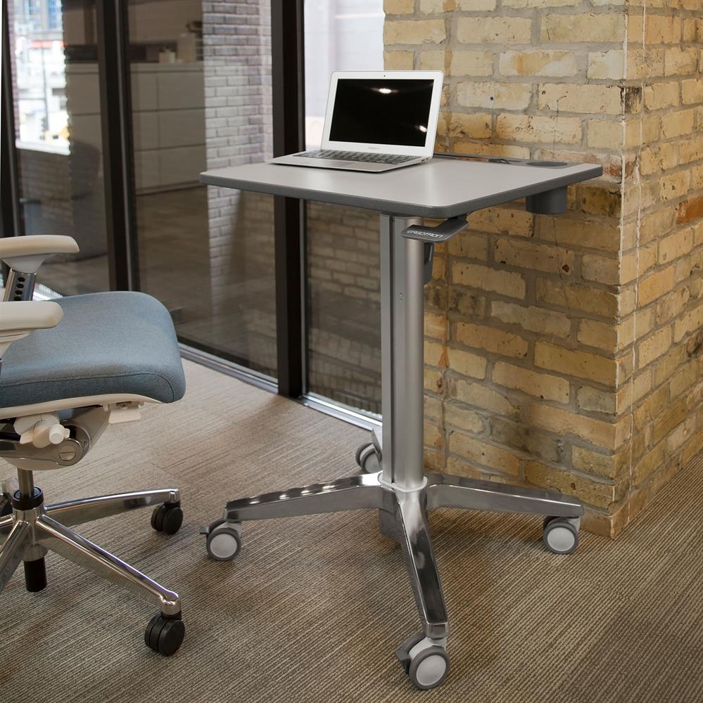 Ergotron 24-547-003 Mobile Desk Student Sit Stand Office Study Table Portable Height Adjustable Speech Stand