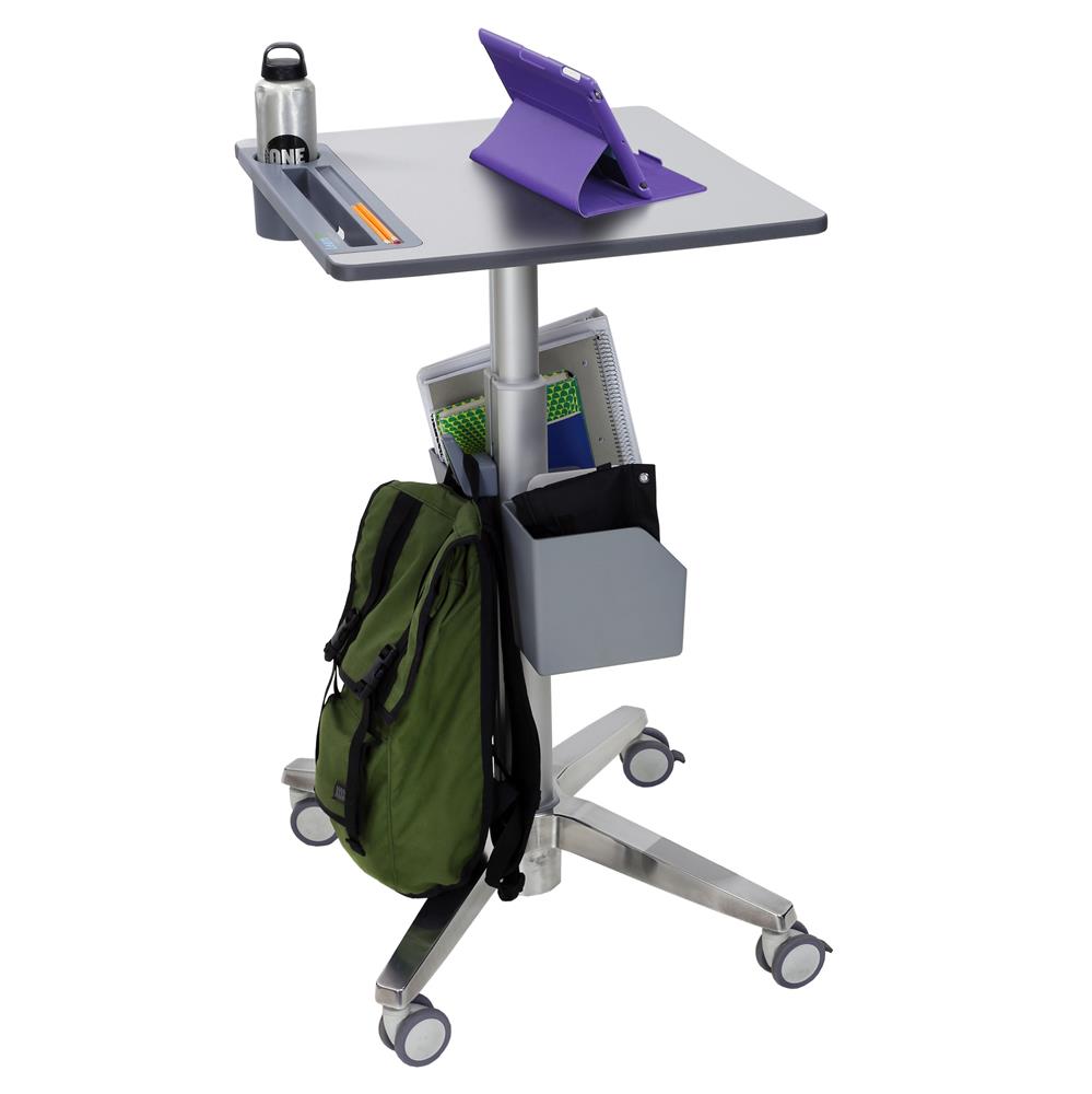 Ergotron 24-547-003 Mobile Desk Student Sit Stand Office Study Table Portable Height Adjustable Speech Stand