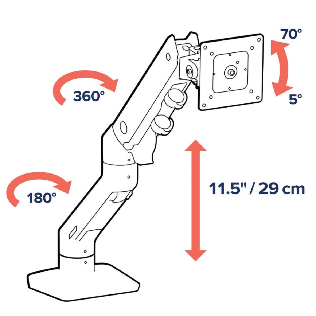 Ergotron 45-475-224 Stand Arm Desk Mount for Single Monitor Screen Display LED LCD TV Holder Bracket