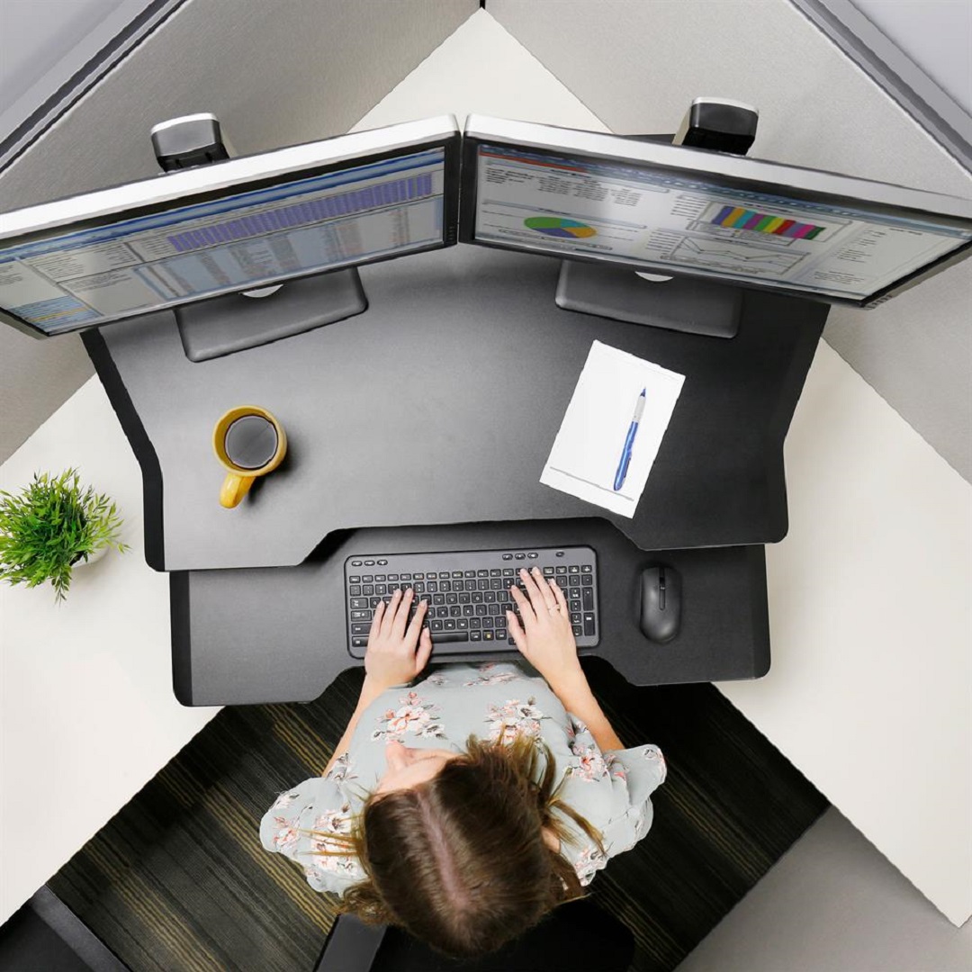 Ergotron 33-468-921 Work Fit Standing Desk Converter Sit Stand Workstation Height Adjustable Platform