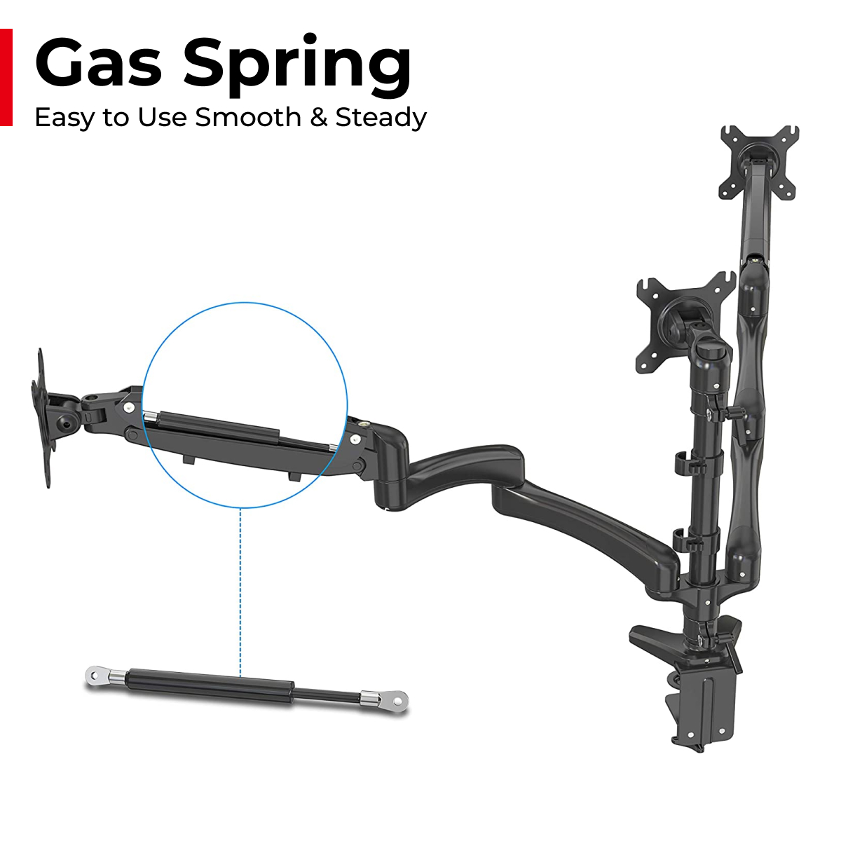 Vision Mounts VM-GM135D | Triple 3 Arm Monitor Stand Mount Desk Screen Holder Bracket Desktop 8 kg 27"
