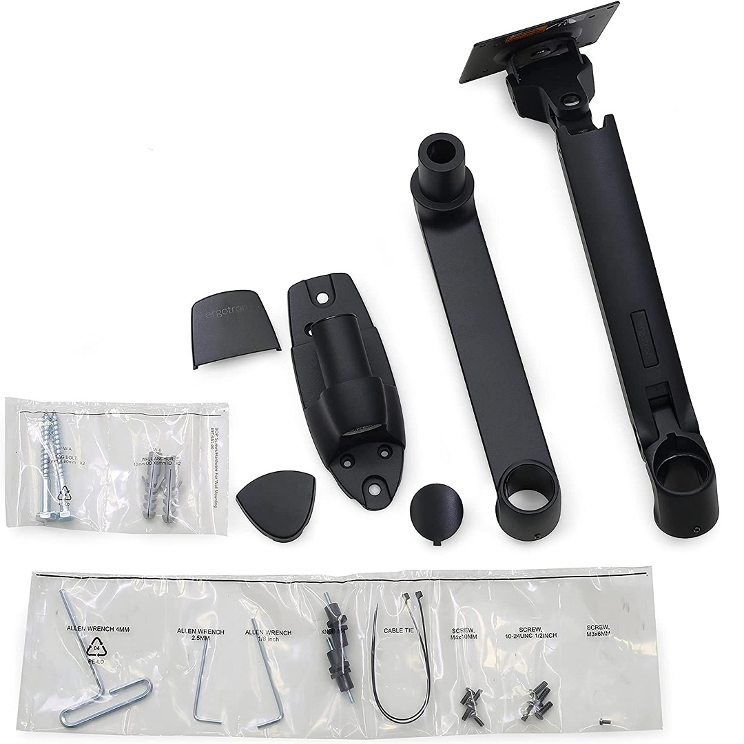Ergotron 45-243-224 Single Wall Mount for Monitor Arm Screen Display LED LCD TV Holder Bracket Up to 34"