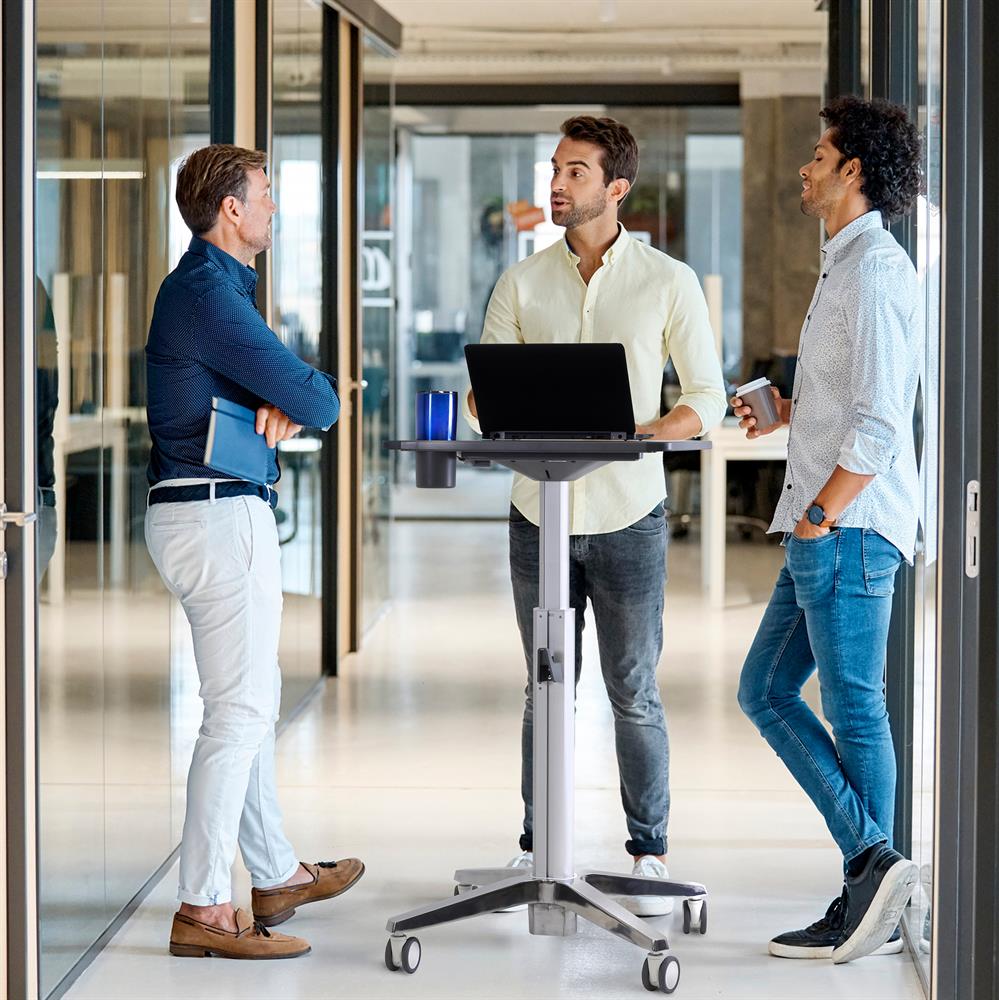 Ergotron 24-547-003 Mobile Desk Student Sit Stand Office Study Table Portable Height Adjustable Speech Stand